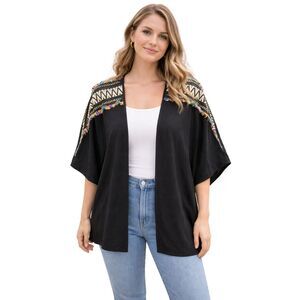 Judith March Artsy Mademoiselle Bat Wing Open Cardigan Size L NWOT